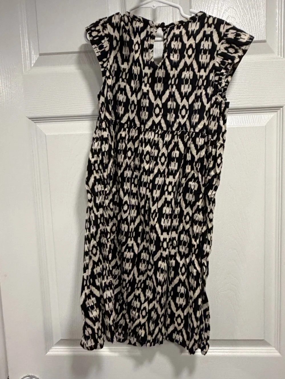 Old Navy Black and Cream Ikat-Style Sleeveless Dress